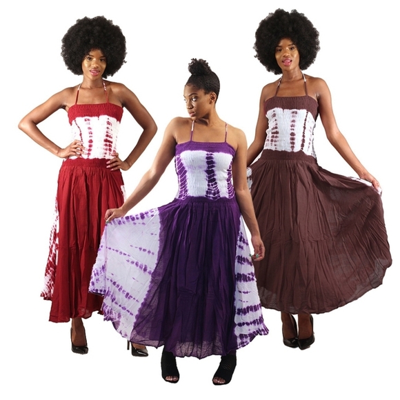 Black Tie-Dye Strap Dress - One Size Fits Most - Picture 6 of 6